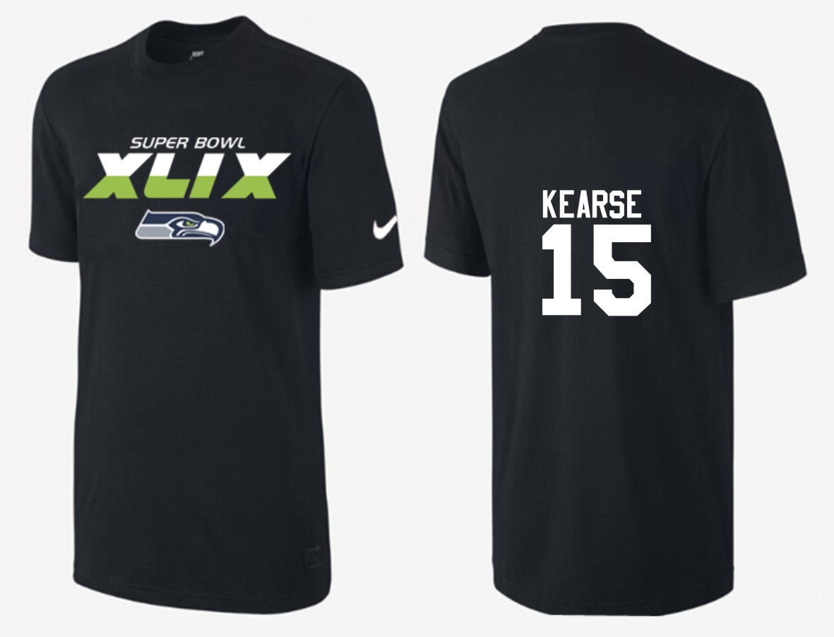 Mens Seattle Seahawks #15 Kearse Superbowl Black T-Shirt