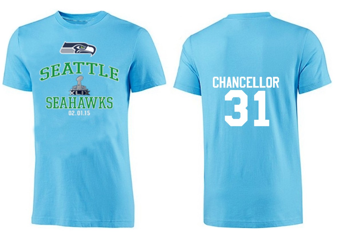 Mens Seattle Seahawks #31 Chancellor L.Blue Superbowl T-Shirt