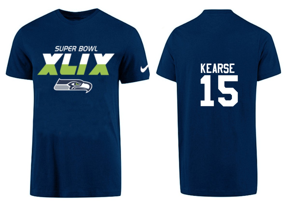 Mens Seattle Seahawks #15 Kearse Superbowl D.Blue T-Shirt