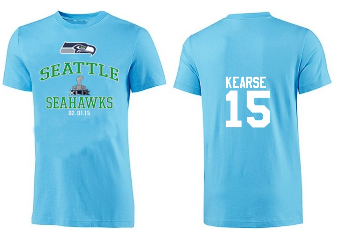 Mens Seattle Seahawks #15 Kearse Superbowl T-Shirt L.Blue