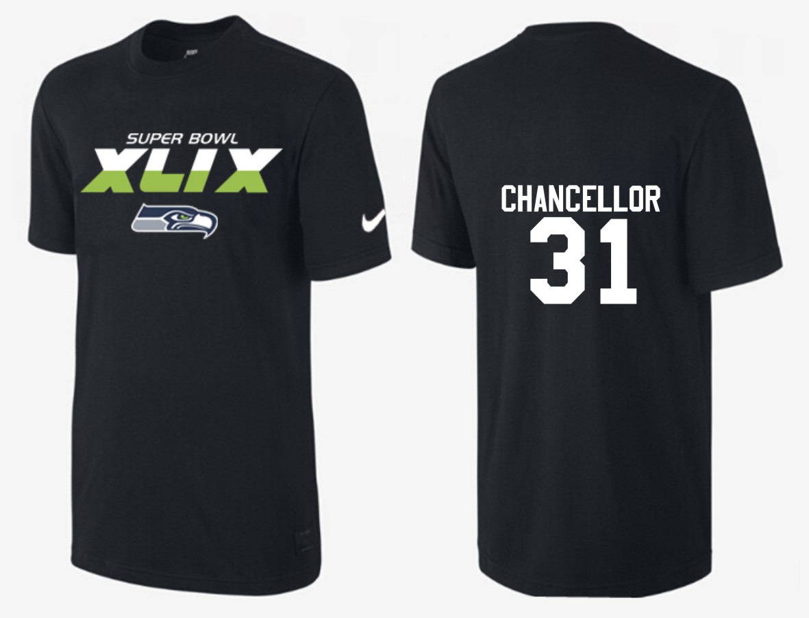 Mens Seattle Seahawks #31 Chancellor Superbowl Black T-Shirt