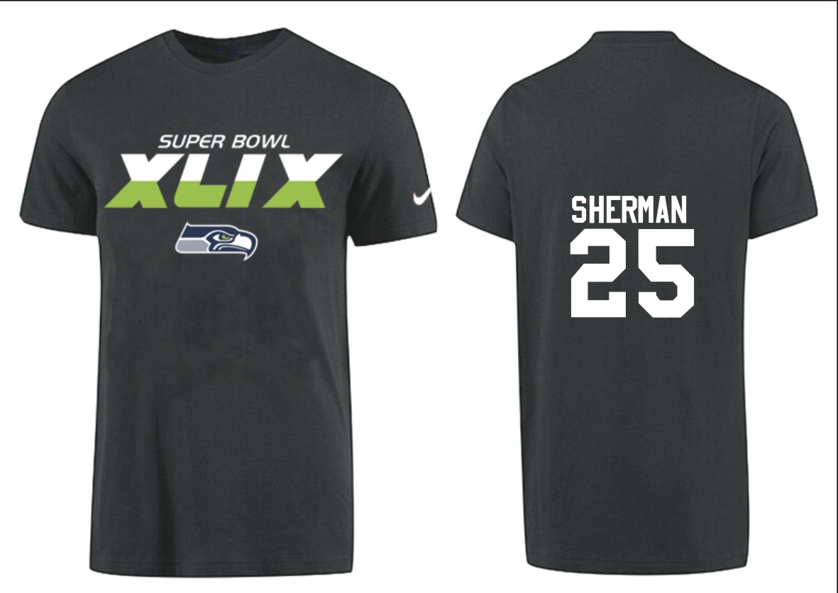 Mens Seattle Seahawks #25 Sherman Superbowl D.Green Color T-Shirt