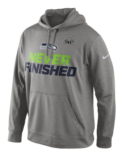 New Seattle Seahawks Nike Grey Super Bowl XLIX Bound Pullover Hoodie