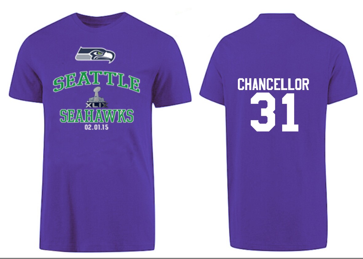 Mens Seattle Seahawks #31 Chancellor Superbowl Purple T-Shirt