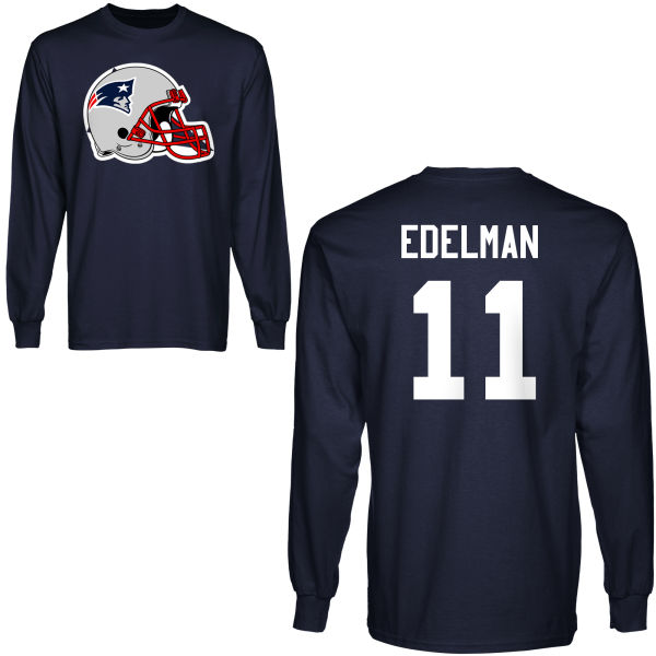 Mens New England Patriots #11 Edelman D.Blue Color Hoodie