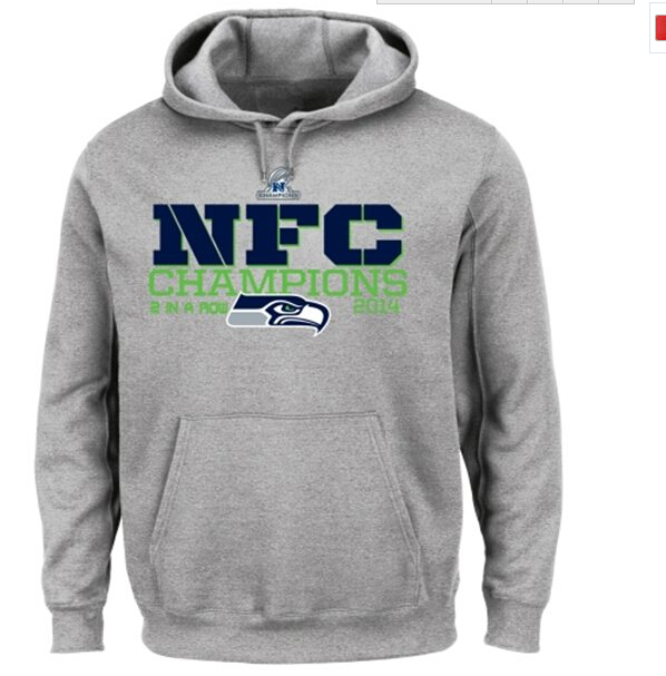 Mens Seattle Seahawks Nike Gray NFC Champions Trophy Collection Locker Room Pullover Hoodie