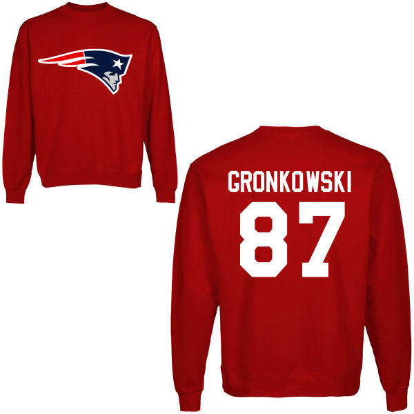 Mens New England Patriots #87 Gronkowski Red Color Hoodie