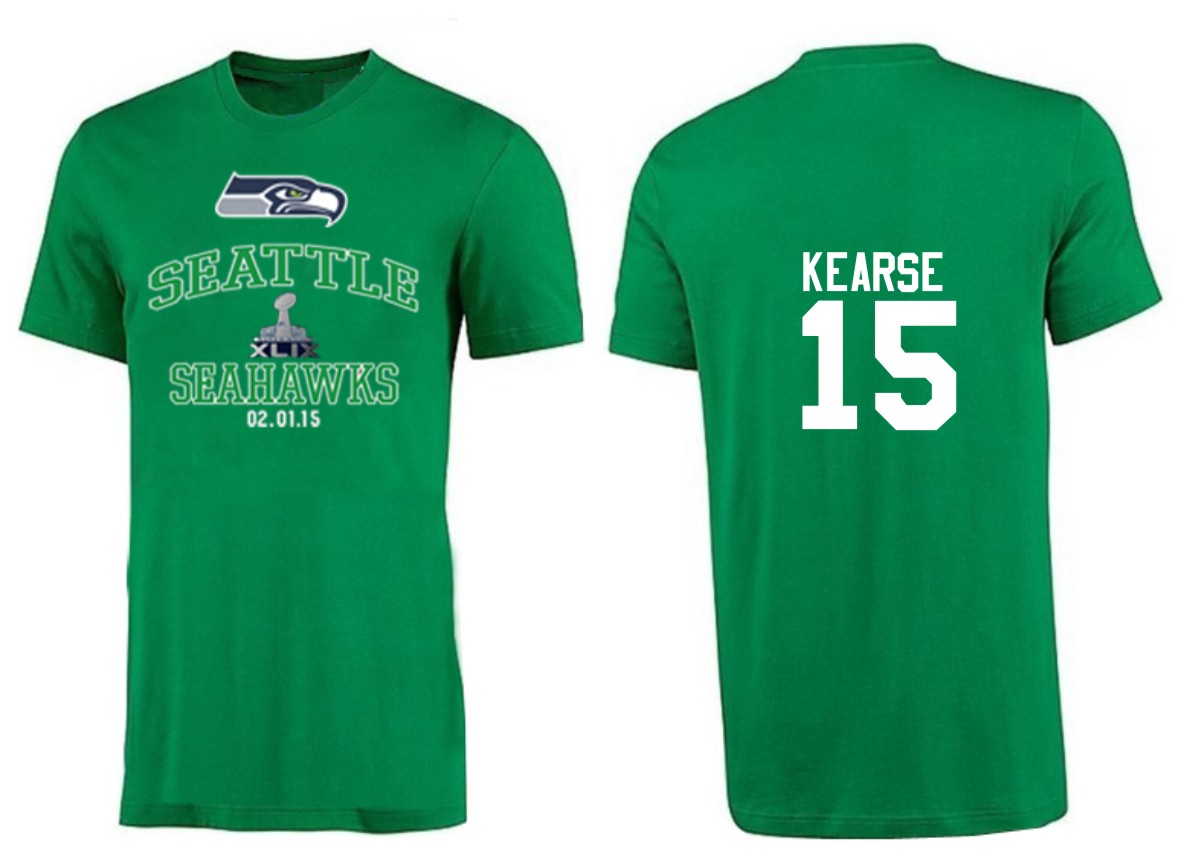 Mens Seattle Seahawks #15 Kearse Superbowl Green T-Shirt