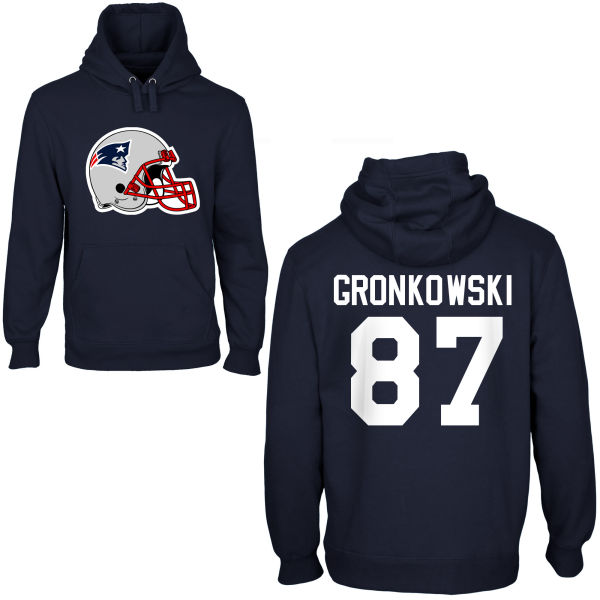 Mens New England Patriots #87 Gronkowski Black Pullover Hoodie