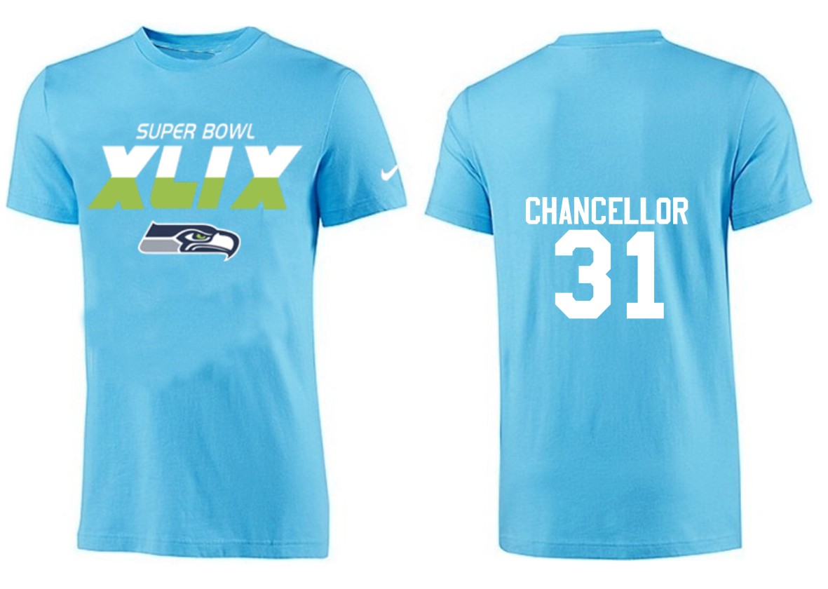 Mens Seattle Seahawks #31 Chancellor Superbowl L.Blue T-Shirt