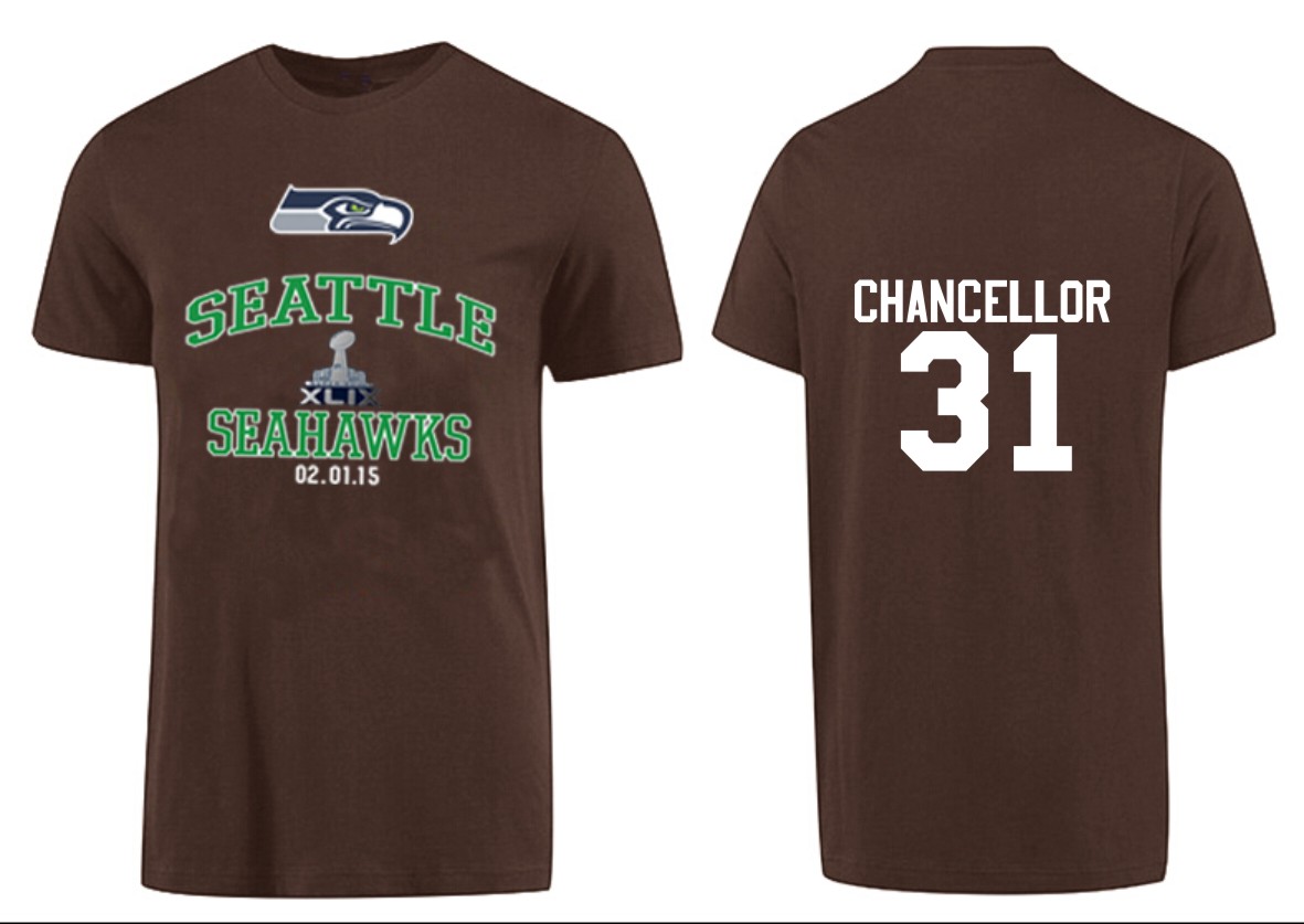 Mens Seattle Seahawks #31 Chancellor Superbowl Brown T-Shirt
