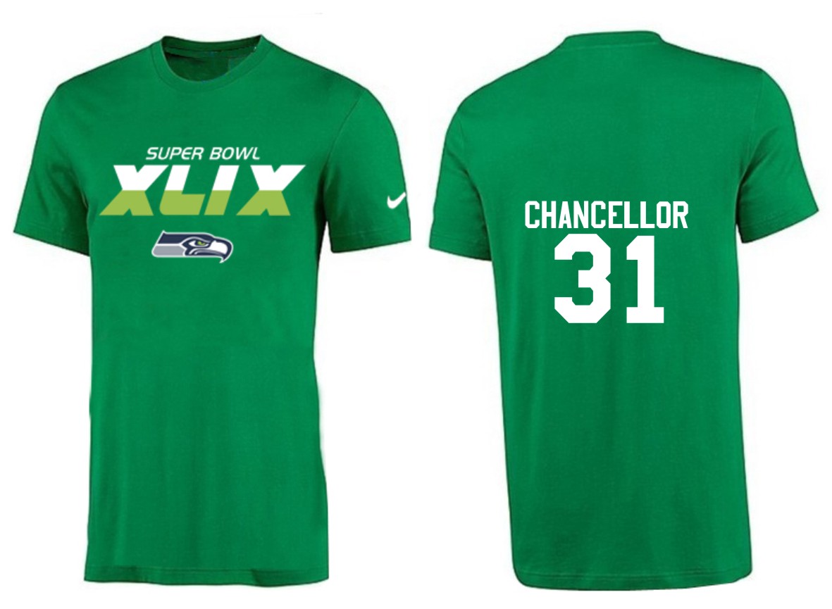 Mens Seattle Seahawks #31 Chancellor Green Superbowl T-Shirt