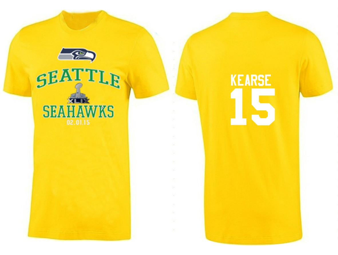 Mens Seattle Seahawks #15 Kearse Yellow Superbowl T-Shirt