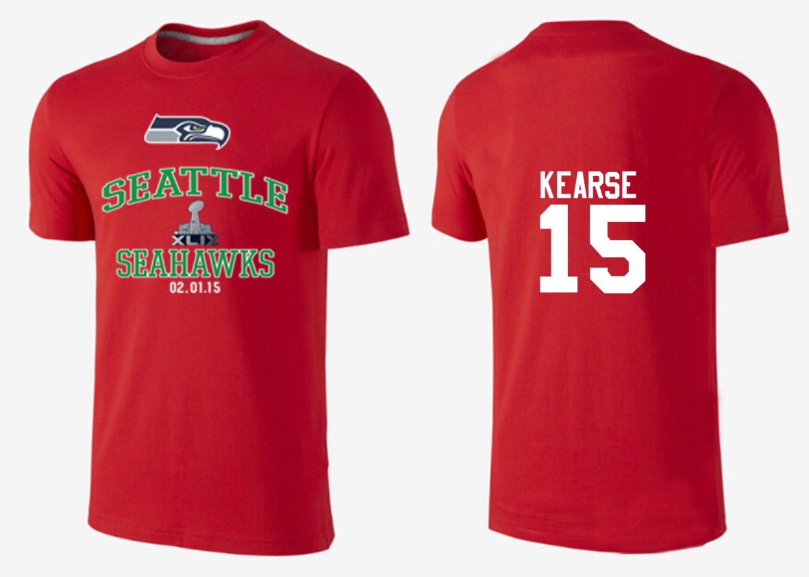 Mens Seattle Seahawks #15 Kearse Superbowl Red T-Shirt