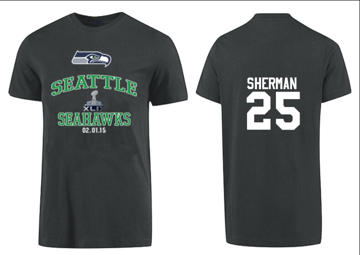 Mens Seattle Seahawks #25 Sherman Superbowl D.Green T-Shirt