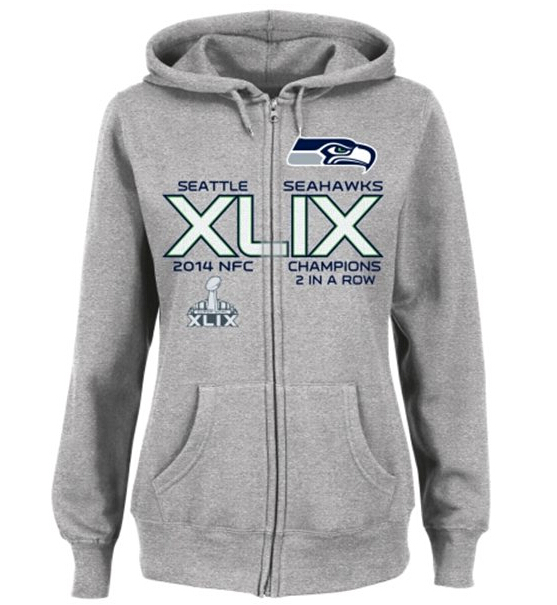 Womens Seattle Seahawks Nike Gray Color Super Bowl XLIX Bound Logo Pullover Hoodie