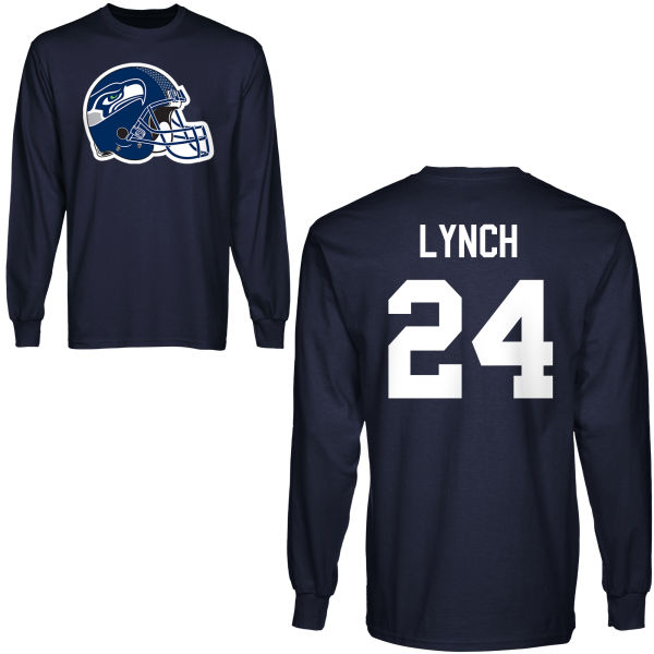 Mens Seattle Seahawks #24 Lynch D.Blue Color Hoodie