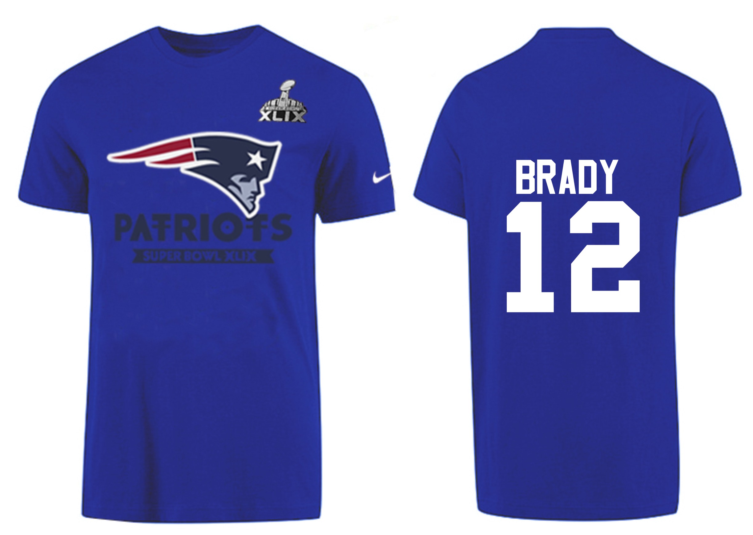 Mens New England Patriots #11 Edelman Blue Color Superbowl T-Shirt