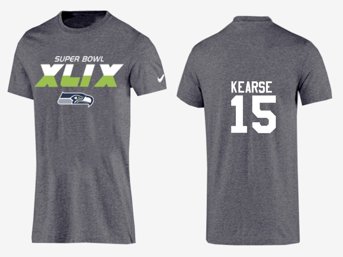 Mens Seattle Seahawks #15 Kearse Grey Superbowl T-Shirt