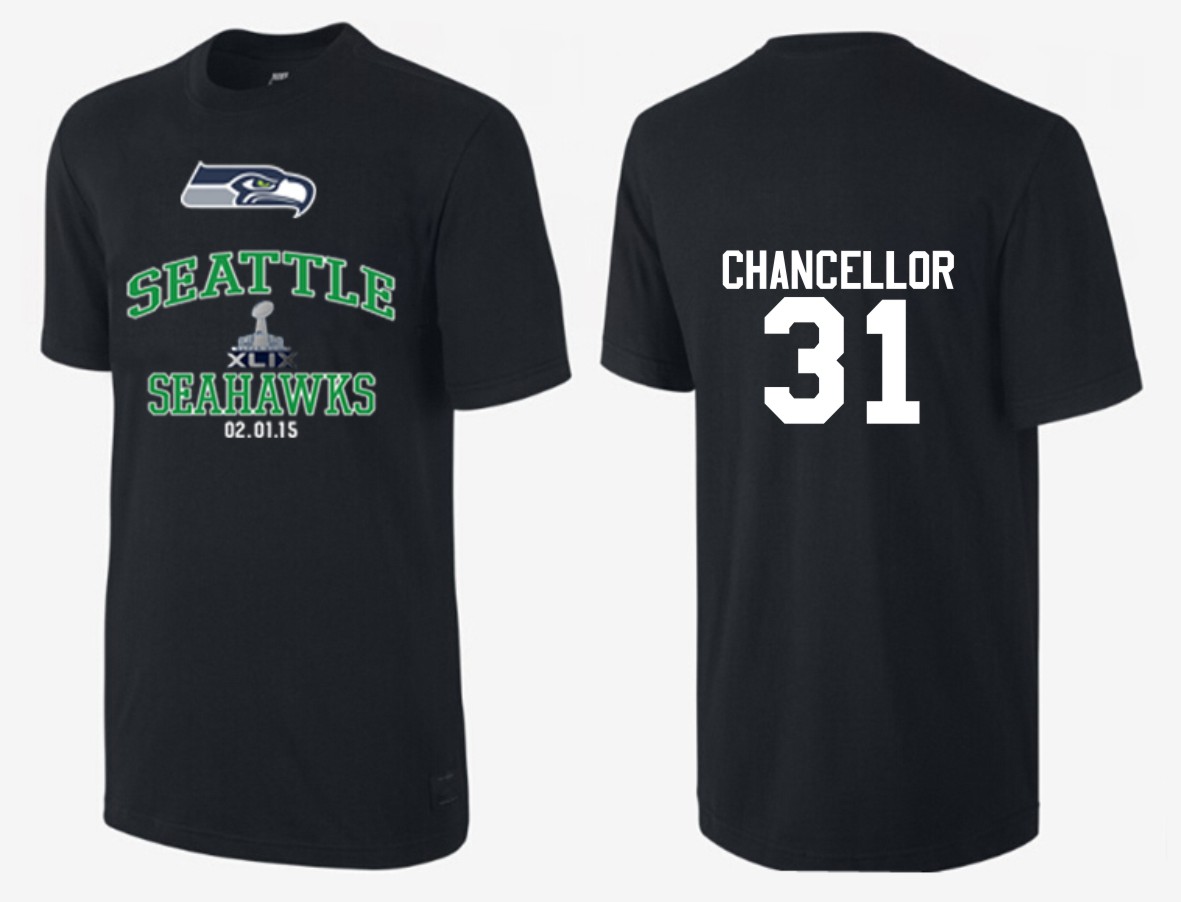 Mens Seattle Seahawks #31 Chancellor Superbowl Green  T-Shirt