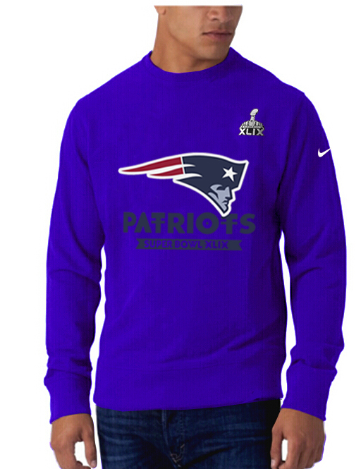 Mens New England Patriots #12 Brady Blue Superbowl Hoodie