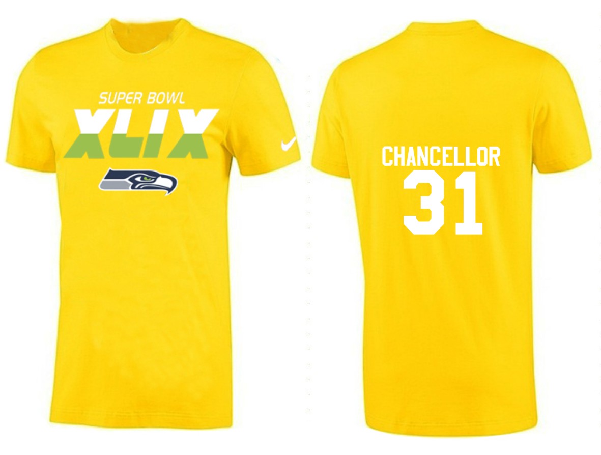 Mens Seattle Seahawks #31 Chancellor Superbowl Yellow T-Shirt