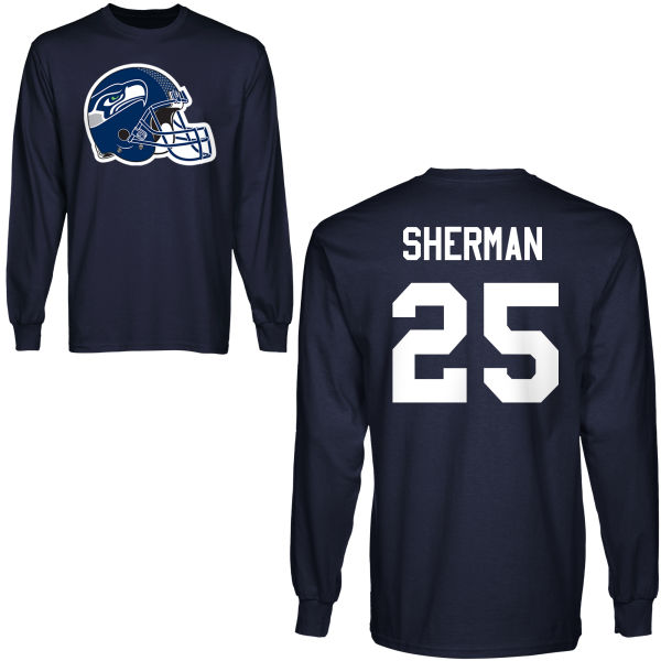 Mens Seattle Seahawks #25 Sherman D.Blue Color Hoodie