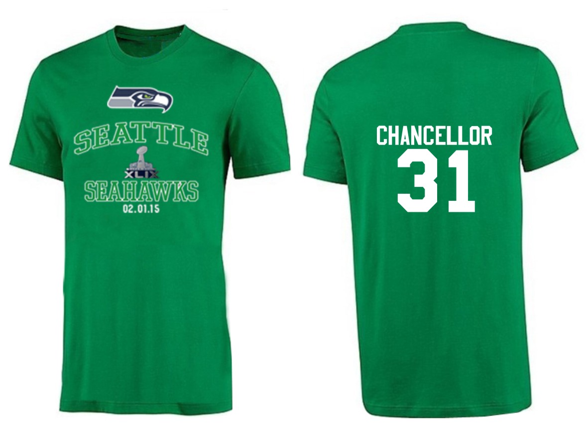 Mens Seattle Seahawks #31 Chancellor Superbowl Green T-Shirt