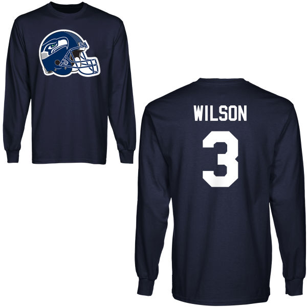 Mens Seattle Seahawks #3 Wilson D.Blue Color Hoodie