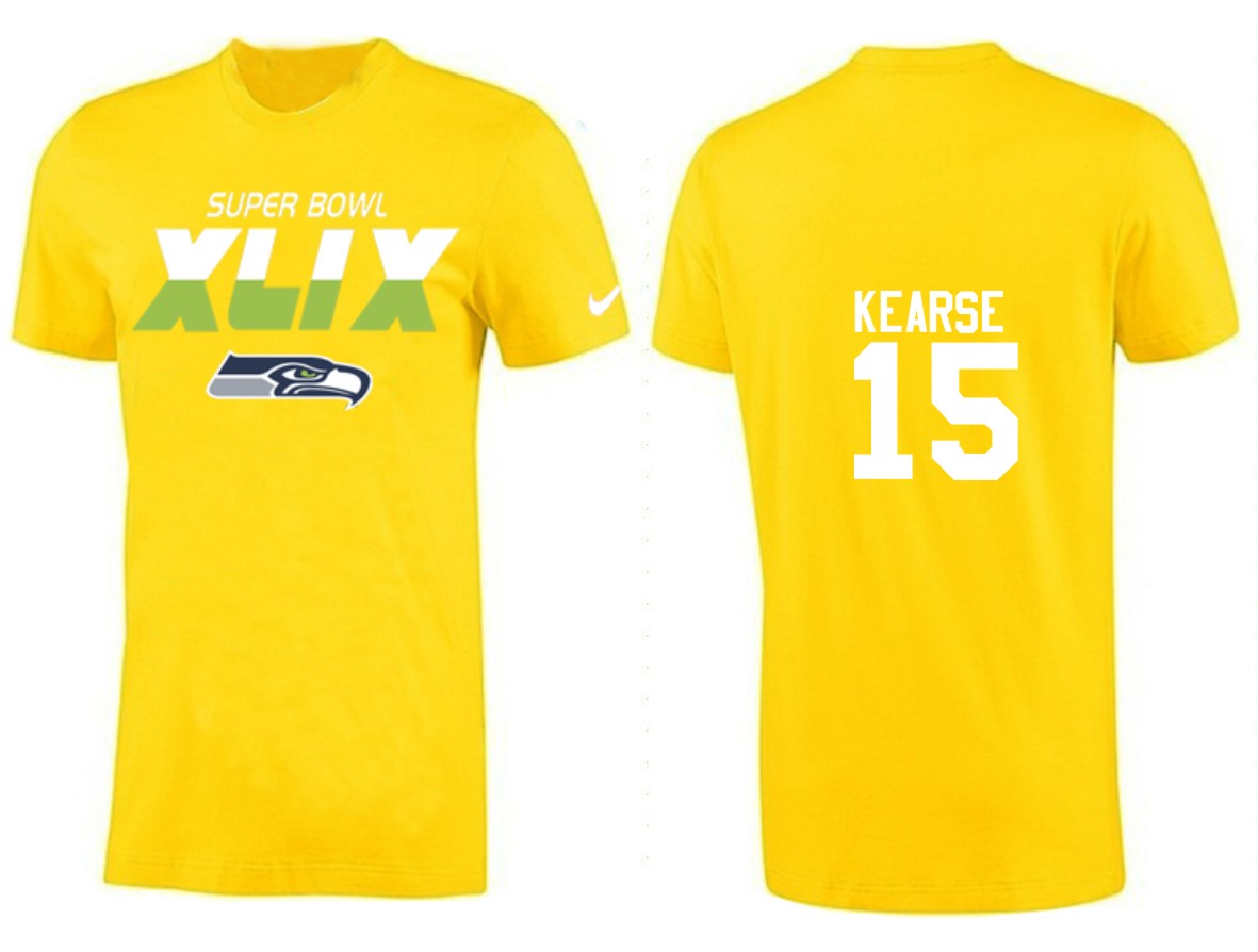 Mens Seattle Seahawks #15 Kearse Superbowl Yellow T-Shirt