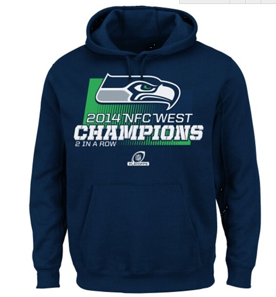 Mens Seattle Seahawks Nike D.Blue 2014 NFC Champions Trophy Collection Locker Room Pullover Hoodie