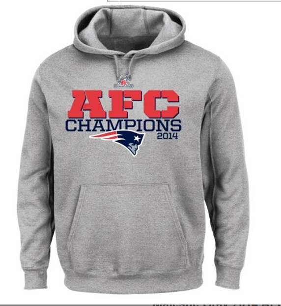 Mens AFC New England Patriots Nike Gray Super Bowl XLIX Bound Logo Pullover Hoodie