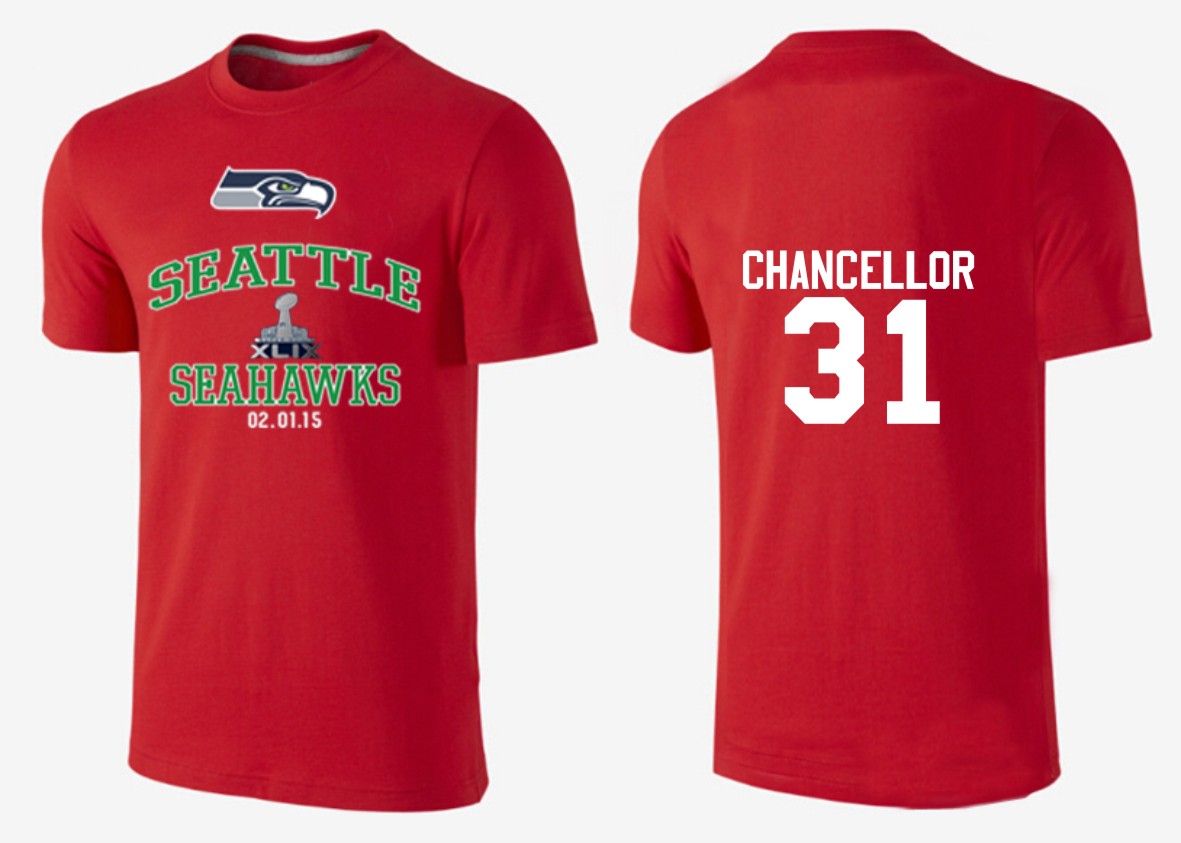 Mens Seattle Seahawks #31 Chancellor Superbowl Red T-Shirt