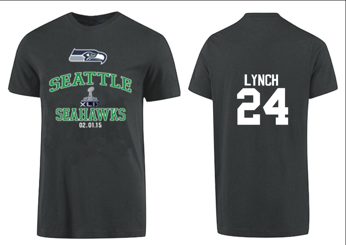 Mens Seattle Seahawks #24 Lynch Superbowl T-Shirt
