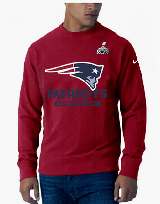 Mens New England Patriots #12 Brady Red Color Superbowl Hoodie