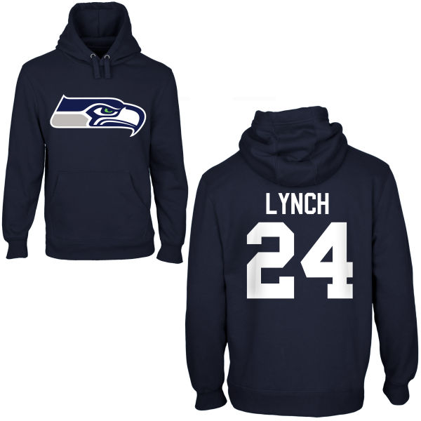 Mens Seattle Seahawks #24 Lynch D.Blue Color Pullover Hoodie