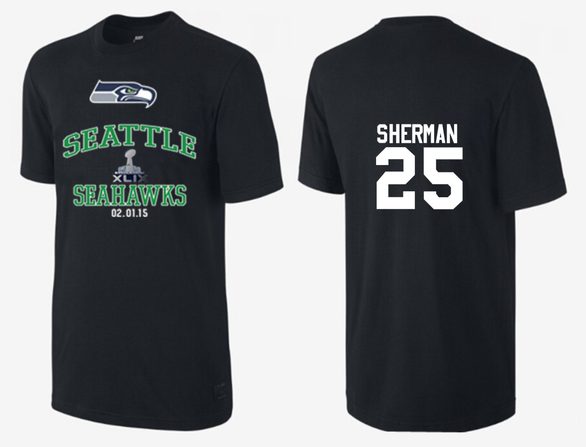 Mens Seattle Seahawks #25 Sherman Superbowl  T-Shirt