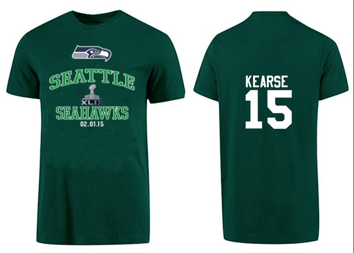 Mens Seattle Seahawks #15 Kearse Superbowl Green Color T-Shirt