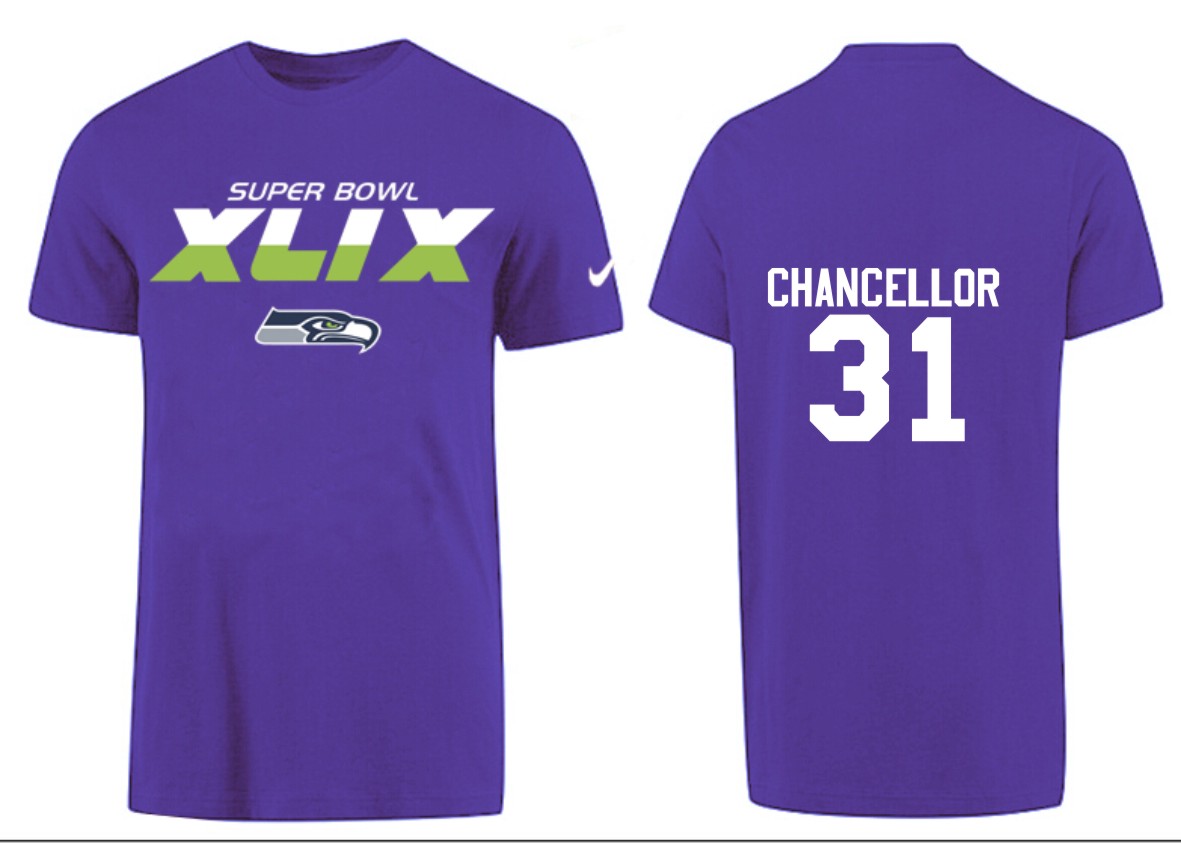 Mens Seattle Seahawks #31 Chancellor Purple Superbowl T-Shirt