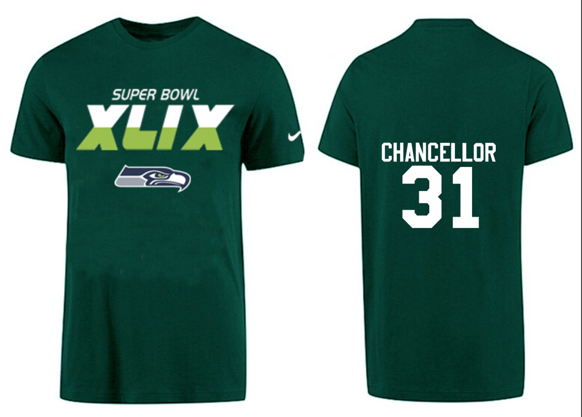 Mens Seattle Seahawks #31 Chancellor Green Color Superbowl T-Shirt
