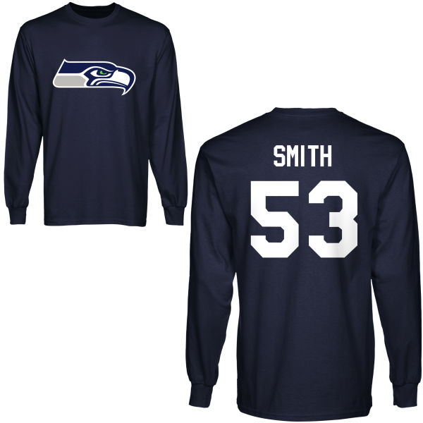 Mens Seattle Seahawks #53 Smith D.Blue Color Hoodie