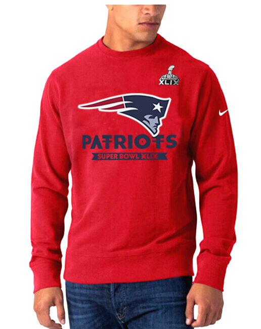 Mens New England Patriots #12 Brady Red Superbowl Hoodie