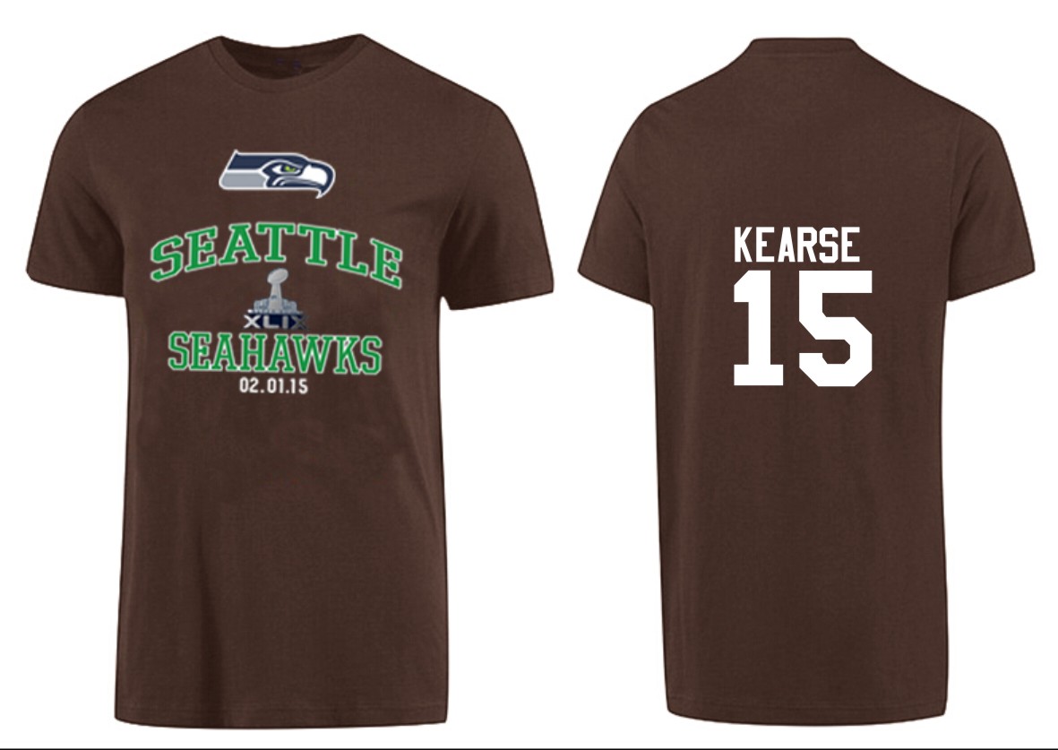 Mens Seattle Seahawks #15 Kearse Superbowl Brown T-Shirt