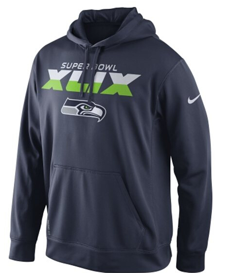 New Seattle Seahawks Nike Navy Blue Super Bowl XLIX Bound Pullover Hoodie