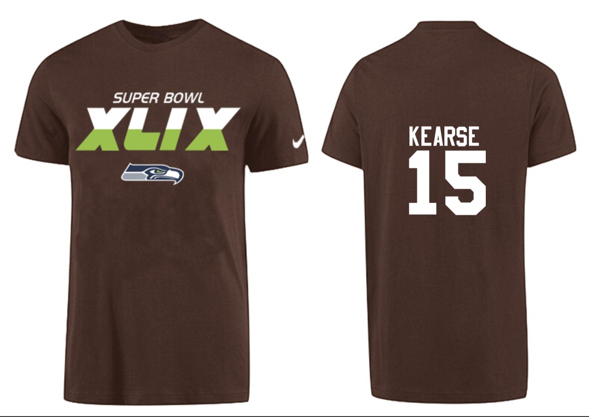 Mens Seattle Seahawks #15 Kearse Brown Superbowl T-Shirt