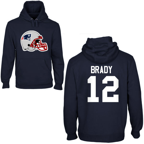 Mens New England Patriots #12 Brady Black Color Pullover Hoodie