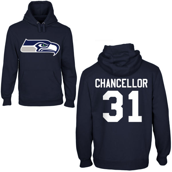 Mens Seattle Seahawks #31 Chancellor D.Blue Pullover Hoodie