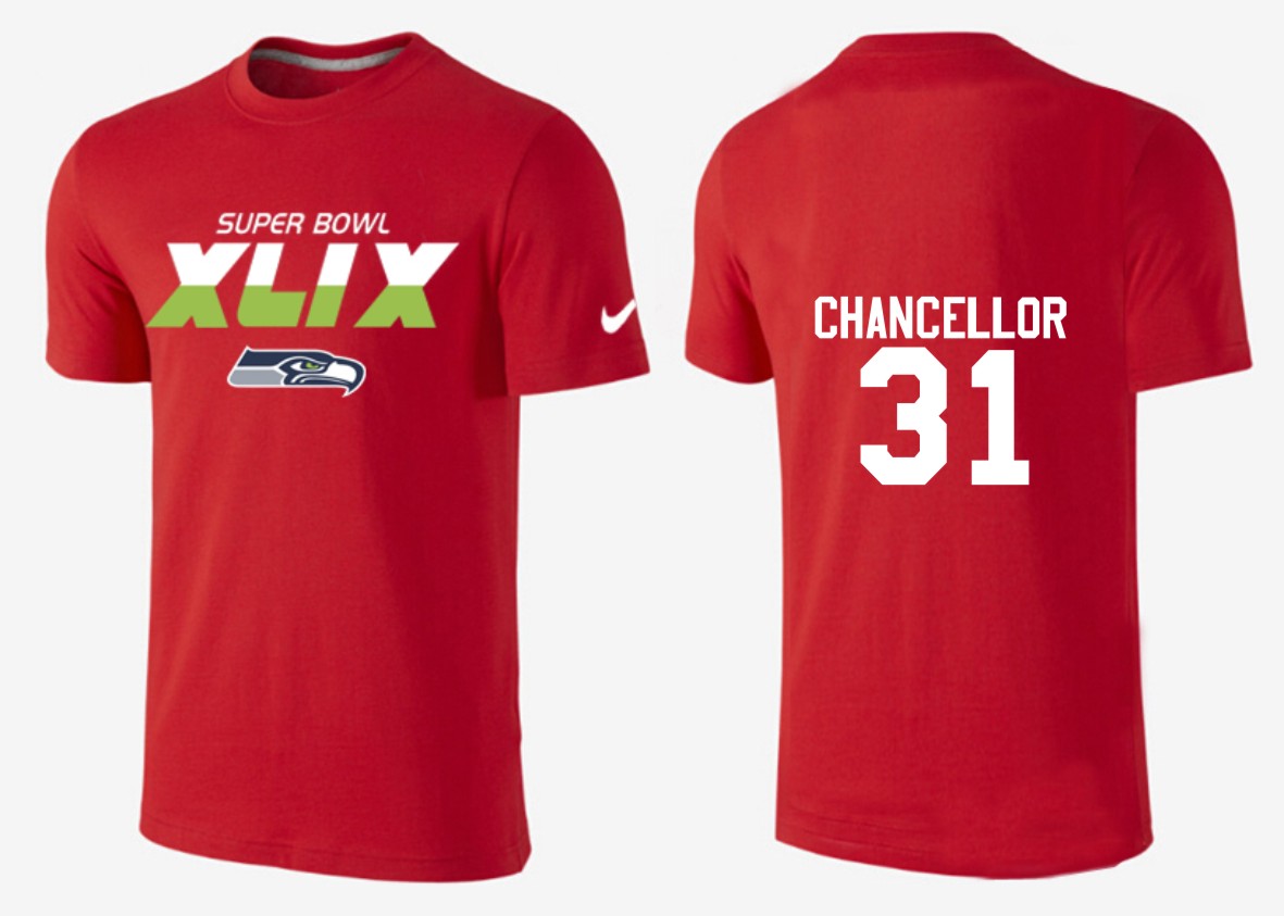 Mens Seattle Seahawks #31 Chancellor Superbowl Red Color T-Shirt