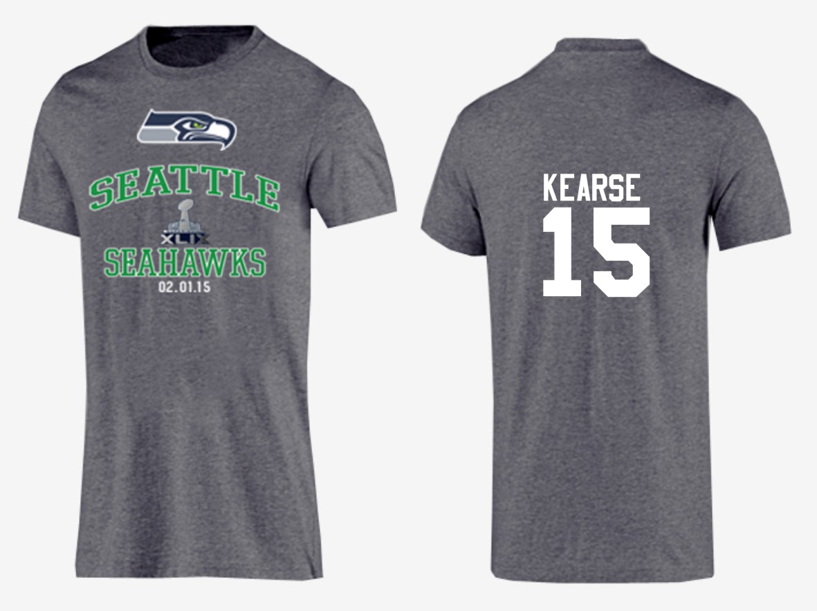 Mens Seattle Seahawks #15 Kearse Superbowl Grey T-Shirt