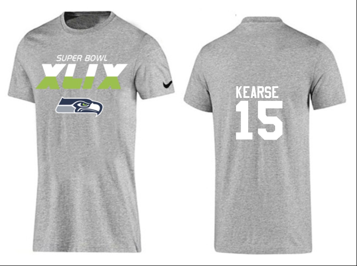 Mens Seattle Seahawks #15 Kearse Superbowl Grey Color T-Shirt